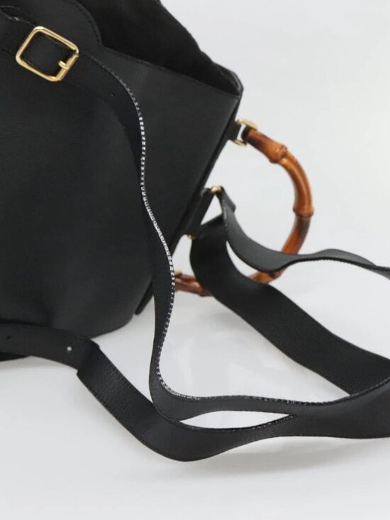 GUCCI Bamboo Backpack Suede Black Gold main image 6